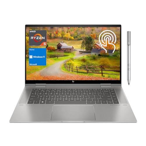 HP Newest Envy x360 2-in-1 Laptop, 15.6' Full HD Touchscreen, AMD Ryzen 5 5625U 6-Core Processor, 16GB RAM, 512GB SSD, Backlit Keyboard, HDMI, Webcam, Wi-Fi 6, Windows 11 Home, Stylus Pen Included