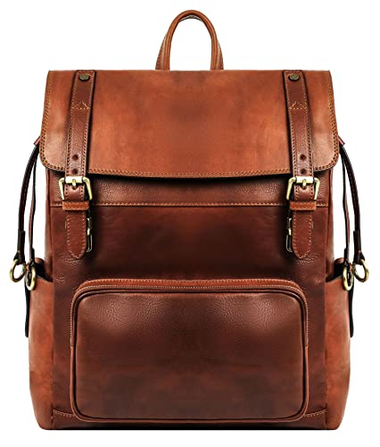 Time Resistance Leather Backpack Travel Bag Carry On Full Grain Real Leather Bag