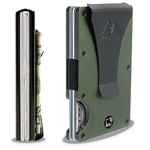 Mountain Voyage Minimalist Wallet for Men - Slim RFID Wallet I Scratch Resistant, Army Green Credit Card Holder & Money Clip, Easily Removable Money & Cards, Mens Wallets