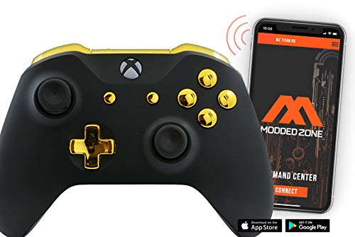 MODDEDZONE Custom MODDED Wireless Controller for Xbox One S/X and PC - With Unique Smart Mods - Best For First Person Shooter Games - Handcrafted by Experts in USA with Unique Design (Black/Gold)