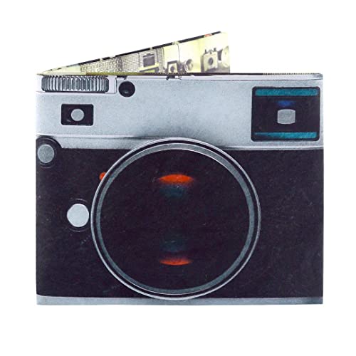 SUPERVEK Vintage Camera Paper Slim Bifold Wallet for Men Women | Graphic Vegan Slimfold Men's Mighty Credit Card Mens Womens EDC (RFID Blocking)