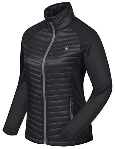 Little Donkey Andy Women's Insulated Hiking Jacket, Thermal Running Hybrid Jacket, Lightweight Breathable and Warm, Black Size M