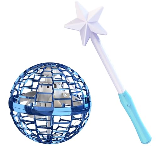 ATHLERIA Blue Flying Orb Ball with Wand,Cosmic Globe Hover Boomerang Mini Drones for Kids,Cool Gadgets Christmas Birthday Gifts Toys for Boy Girl Teens 6 7 8 9 10+ Year Old
