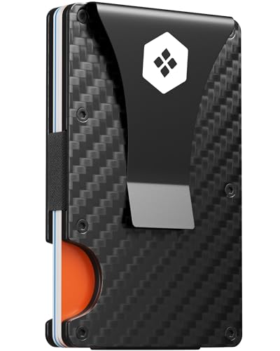 Sorax Minimalist Slim Wallet for Men - Carbon Fiber Wallets For Men RFID Blocking - Credit Card Holder with Aluminum Money Clip (Carbon Fiber White)