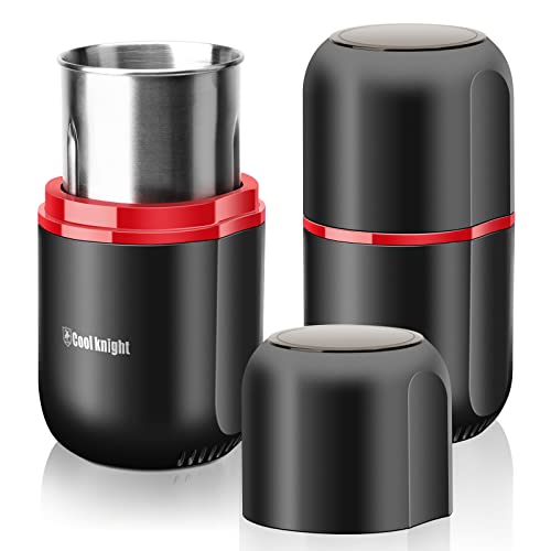 COOL KNIGHT Herb Grinder [large capacity/fast/Electric ]-Spice Herb Coffee Grinder with Pollen Catcher/- 7.5' (Black)