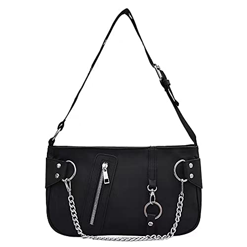 FONETTOS Punk Bag, Sourpuss Gothic Tote Purse Y2K Cool Style Trendy Women Shoulder Bags Rock Fashion Girls Handbag