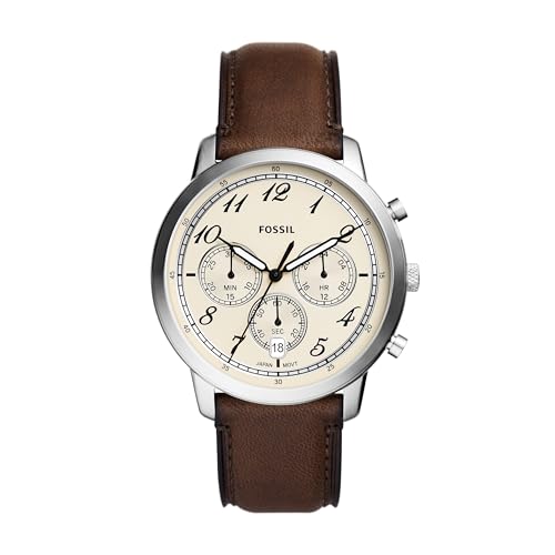 Fossil Men's Neutra Arabic Chronograph Stainless Steel Watch, Color: Silver/Brown Arabic (Model: FS6022)