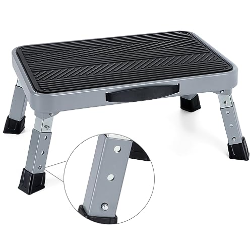 Height-Adjustable 7'- 9' Folding Step Stool with Non-Slip Platform 10' x 15' - Portable Step Ladder for Adults and Kids - Perfect for Office, Kitchen, Home - Sturdy - Supports up to 330 Lbs