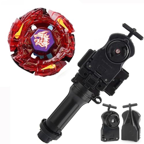 BB98 Red Meteo L-Drago Rush Battle Metal Fusion Spinning Top Battling Toy with String Launcher Booster Gyro Starter BeyLauncher & Launcher Grip (BB98)