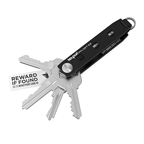 Keyport Pivot 2.0 - Premium Key Organizer Keychain w/Key Ring for Auto Fob + Lost & Found | Smart Key Chain for Men | Modern Car Key Holder + EDC Tools | Compact Minimalist Key Case | Aluminum (Black)
