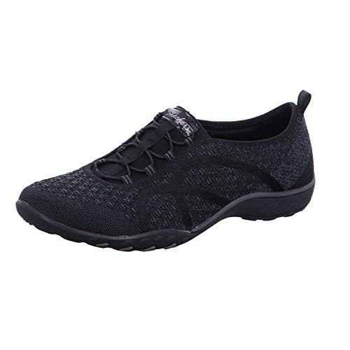 Skechers womens Breathe Easy Fortune Knit Fashion Sneaker, Black Knit, 8.5 US