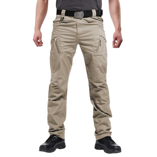 Hiwise Men's Ripstop Tactical Pants Water Resistant Stretch Cargo Pants Lightweight EDC Hiking Work Pants (Khaki, 30WX30L)