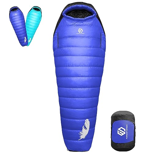 ForestDawn 15 Degree F Down Sleeping Bag, 650 Down Fill Power Cold-Weather Mummy Sleeping Bag for Adults, Winter Lightweight Camping, Hiking, Backpacking with Compression Stuff Sack