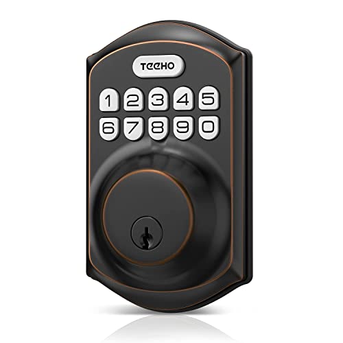 TEEHO TE001 Keyless Entry Door Lock with Keypad - Smart Deadbolt Lock for Front Door with 2 Keys - Auto Lock - Easy Installation - Oil-Rubbed Bronze