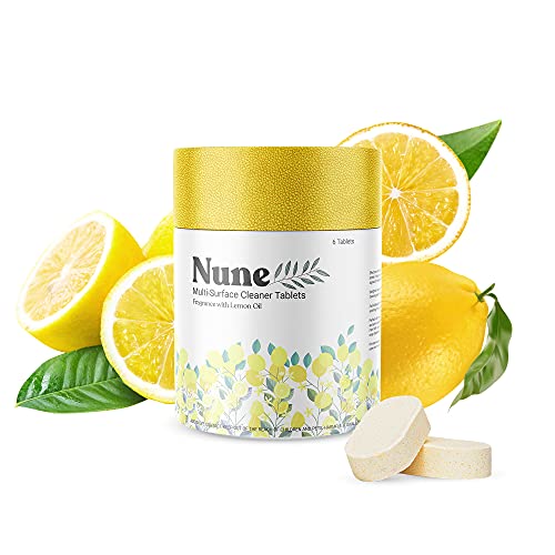 Nune Multi-Purpose Cleaner Refills - All Purpose Cleaning Tablets 6 Pack - 144 fl oz total (24 fl oz each) - Shower, Counter, Floor, Furniture, Bathroom - Non-Toxic and Effective - Lemon Fragrance