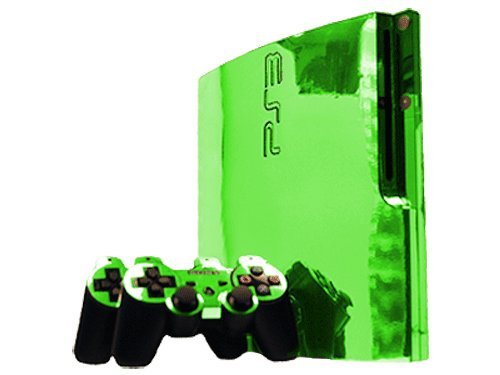 Lime Chrome Mirror - Vinyl Decal Mod Skin Kit by System Skins - Compatible with Playstation 3 Slim Console