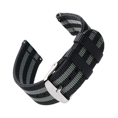 Archer Watch Straps - Premium Nylon Quick Release Replacement Watch Bands (Black/Gray, 22mm)