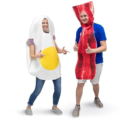 Bacon & Egg Couple’s Halloween Costume - Unisex One-Size Breakfast Food Cosplay