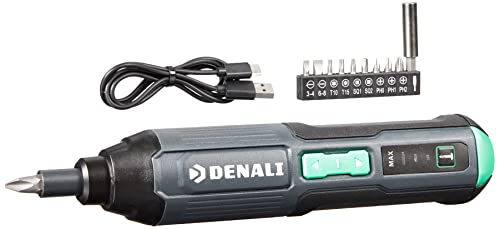 Amazon Brand - Denali by SKIL 4V Cordless Stick Screwdriver with 10-Piece Bit Set and USB Cable