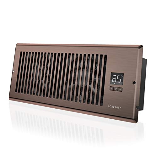 AC Infinity AIRTAP T4, Quiet Register Booster Fan with Thermostat 10-Speed Control, Heating Cooling AC Vent, Fits 4” x 12” Register Holes, Bronze