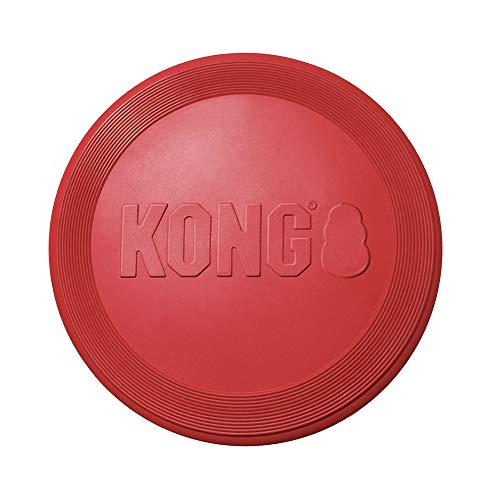 KONG Flyer - Durable Dog Toy for Outdoor Playtime - Natural Rubber Flying Disc, Dog Toy for Fetch - Safer Disc for Healthy Activity - for Medium/Large Dogs