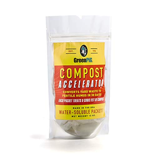 GREEN PIG Compost Accelerator Converts Yard Waste to Fertile Humus in 30 Days and Helps Control Odors Associated with Compost Piles, 1 Bag (12 Dissolvable Packets)