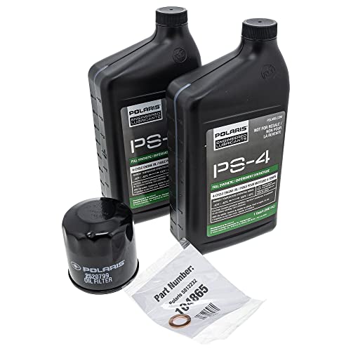 Polaris Oil Change Kit for Specific RANGER, Sportsman, Scrambler, ACE 500 Models With 4 Stroke Engine, Includes 2 Quarts of PS-4 5W-50 Full Synthetic Oil, 1 Oil Filter, 1 Washer, UTV ATV - 2877473