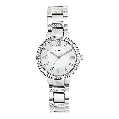 Fossil Women's Virginia Quartz Stainless Steel Three-Hand Watch, Color: Silver Glitz (Model: ES3282)