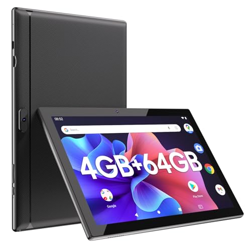 Tablet Android 12, Tablets 10 inch 4GB RAM+ 64GB ROM+ 512GB Expandable Tablet PC, 1280 * 800 IPS Screen, Dual Camera, Powerful Processor, 6000mAh Battery, Bluetooth,WiFi, Google GMS Certified Tablet