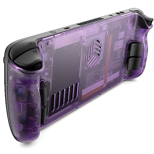 JSAUX Transparent Back Plate Vents Version Compatible for Steam Deck, DIY Clear Edition Replacement Shell Case Compatible with Steam Deck - PC0106 Vents Version (aka PC0106B) [Purple]