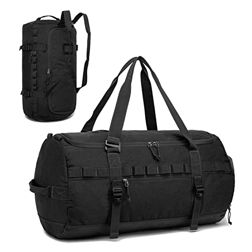 TUGUAN Duffle Bag 60L Gym Bags for Men Women Travel Duffel Bag Backpack Weekender Overnight Bag with Shoe Compartment, Black
