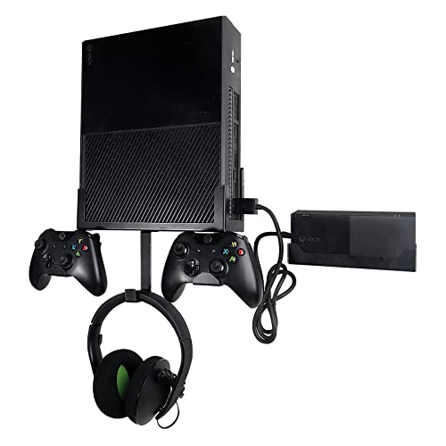 Wall Mount for Xbox One, Wall Mount Kit for Xbox One Original+Power Brick Mount, with Detachable Controller Holder & Headphone Hanger, Xbox One Stand