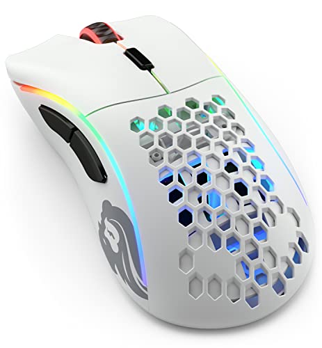 Glorious Model D Wireless Gaming Mouse - 69g Superlight, Lag Free 2.4Ghz Wireless, Up to 71 Hour Battery, RGB, BAMF Sensor, Ergonomic, 6 Buttons - Matte White