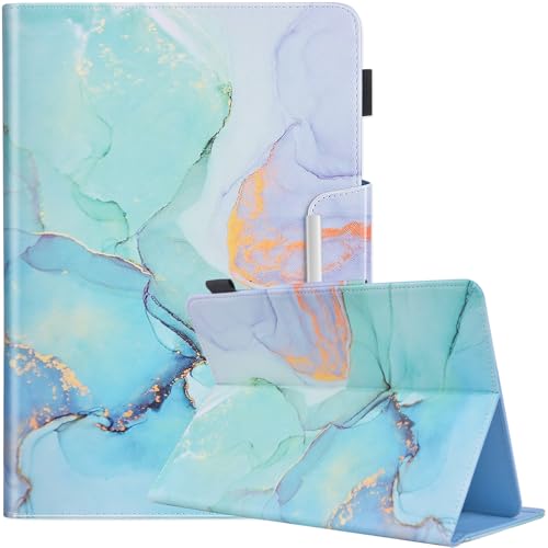 9.5-10.5 inch Tablet Case, Universal Protective Cover Stand Folio Case for 9 10 10.2 Inch Android Touchscreen Tablet, Green-Gold Marble