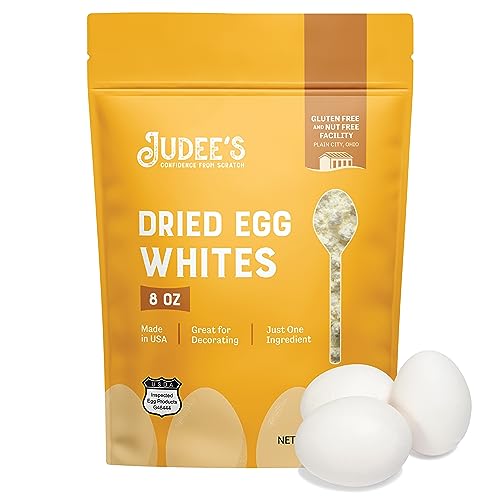 Judee’s Dried Egg White Protein Powder 8 oz - Pasteurized, USDA Certified, 100% Non-GMO - Gluten-Free and Nut-Free - Just One Ingredient - Made in USA - Use in Baking - Make Whipped Egg Whites