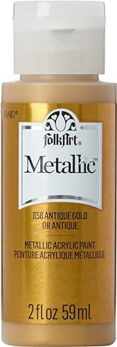 FolkArt K658 Paint Acrylic Metallic, 2 Fl Oz (Pack of 1), Antique Gold