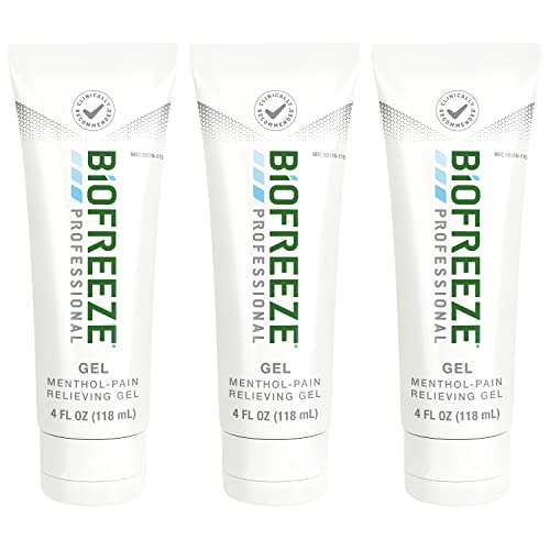 Biofreeze Professional Strength Pain Relief Gel, Knee & Lower Back Pain Relief, Sore Muscle Relief, Neck Pain Relief, Shoulder Pain Relief, 3 Pack (4 FL OZ Biofreeze Menthol Gel)