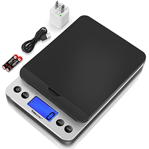 THINKSCALE Shipping Scale, 86lb Postal Scale with Hold and Tear Function, 5 Units, Auto-Off, Postage Scale for Packages Mailing Small Business, Battery Included, Black
