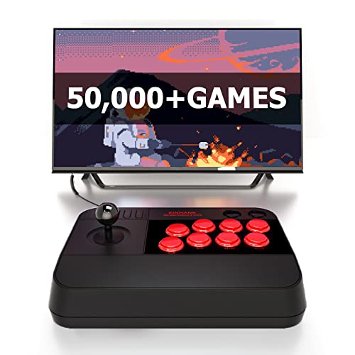 Arcade Stick X3 Super Console, Retro Game Console,50000+Games, All-Around 3D Joysticks, Support Custom Buttons,EmuELEC 4.5/Android 9.0 /CoreE 256G TF Card, Black