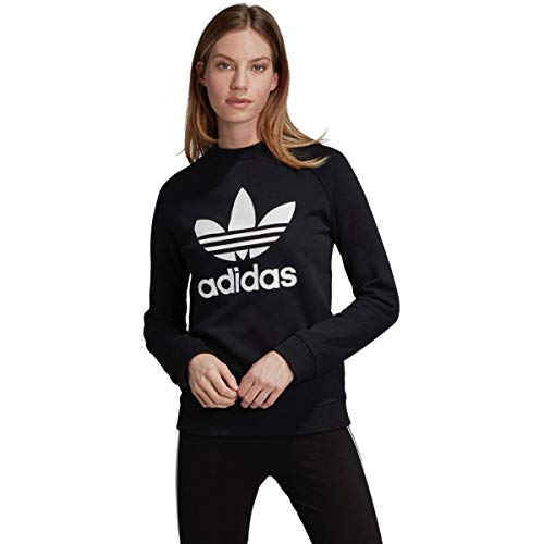 adidas Originals Women's Trefoil Crewneck Sweatshirt, Black, Small