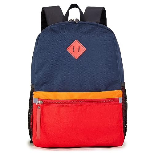 HawLander Little Kids Backpack for Boys Toddler School Bag Fits 3 to 6 years old, 15 inch, Navy Red