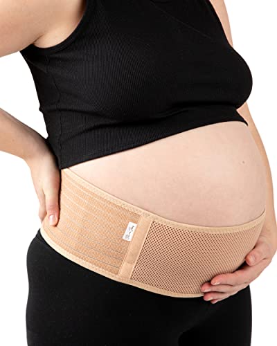 Jill & Joey Maternity Belt - Belly/Back Support Band Brace - Pregnancy Must Haves (Beige, Medium)