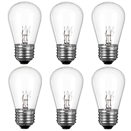 S14 Replacement Light Bulbs for String Lights, 11 Watt E26 Medium Standard Base, S14 Clear Glass Bulbs, Edison Bulb String Lights Bulbs for Outdoor Patio Garden Vintage String Lights(6 pack)