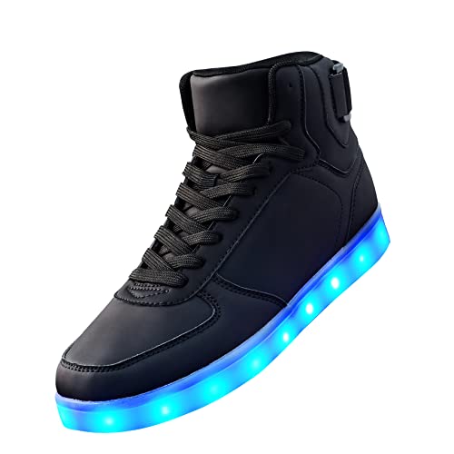 DIYJTS Unisex LED Light Up Shoes, Fashion High Top LED Sneakers USB Rechargeable Glowing Luminous Shoes for Men, Women, Teens Black