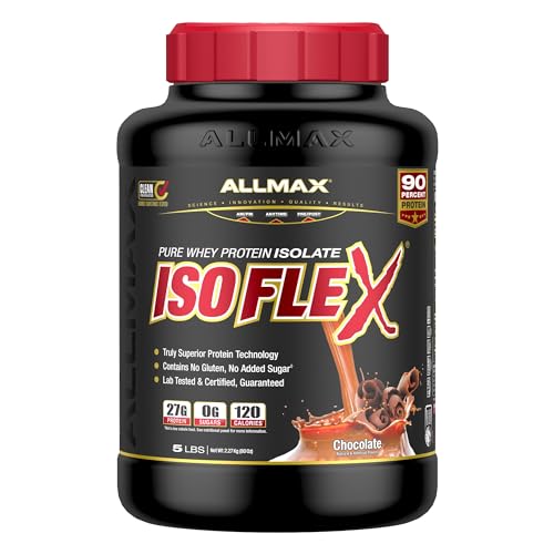 ALLMAX ISOFLEX Whey Protein Isolate, Chocolate - 5 lb - 27 Grams of Protein Per Scoop - Zero Fat & Sugar - 99% Lactose Free - Gluten Free & Soy Free - Approx. 75 Servings