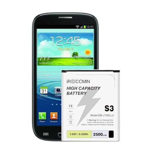 iROCCMIN Galaxy S3 Battery,2500mAh High Capacity Replacement Battery for Samsung Galaxy S3 Verizon I535 i9300,T-Mobile T999,Sprint L710,AT&T I747,R530,LTE I9305,EB-L1G6LLU