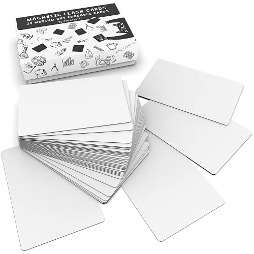 Attractivia Dry Erase Magnetic Labels 3.7 x 2.8 in, Medium Dry Erase Magnets, 20-Pack, White Erasable Write-On Labels, for Office, Education, Home, Whiteboard