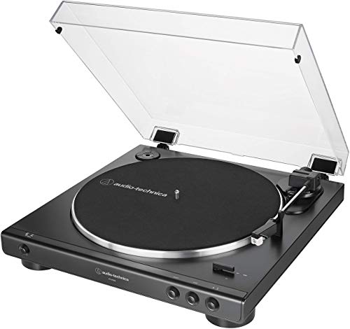 audio-technica at-LP60X-BK Fully Automatic Belt-Drive Stereo Turntable, Black, Hi-Fidelity, Plays 33 -1/3 and 45 RPM Vinyl Records, Dust Cover, Anti-Resonance, Die-Cast Aluminum Platter (Renewed)