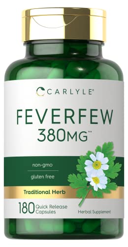 Carlyle Feverfew Capsules 380mg | 180 Count | Traditional Herb Extract | Non-GMO, Gluten Free