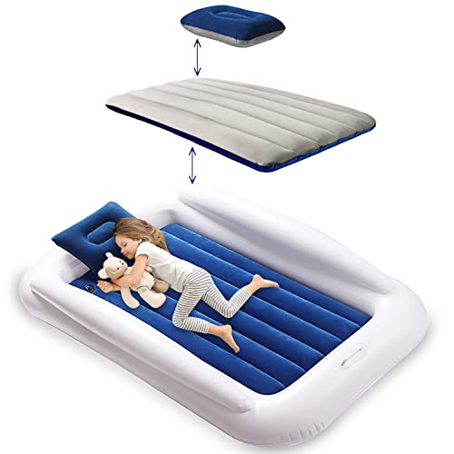 USHMA Toddler Travel Bed, Portable Inflatable Toddler Bed for Kids | Toddler Air Mattress | Kids Travel Bed | Toddler Blow Up Mattress with Sides, Idea for Road Trip Camping Sleepovers